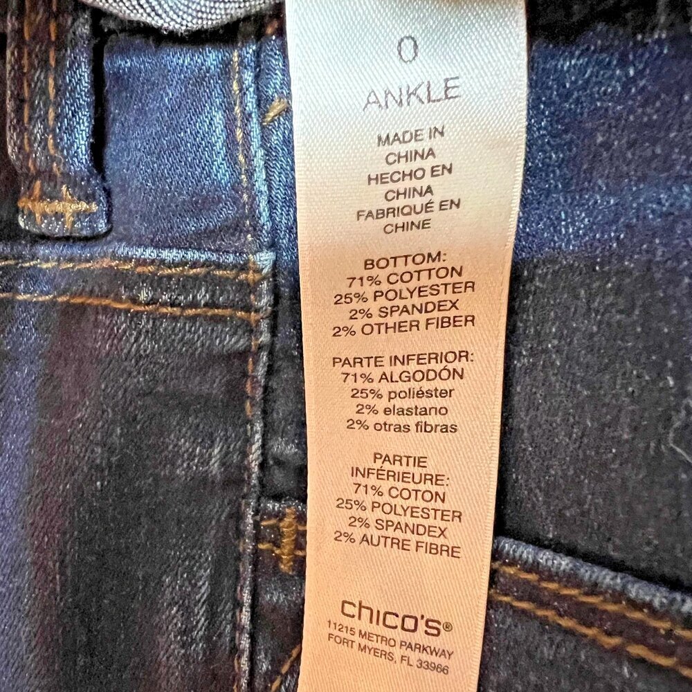 Chico's Ankle Jeans Womens S (0) Perfect Stretch Slim Leg Girlfriend Beaded Hems - Picture 8 of 14